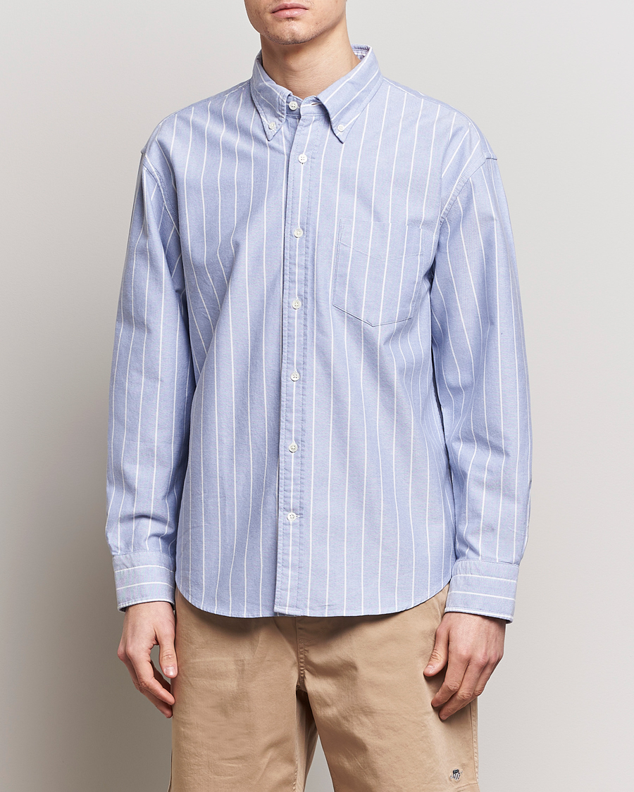 Hombres | Preppy Authentic | GANT | Relaxed Fit Heritage Striped Oxford Shirt Blue/White