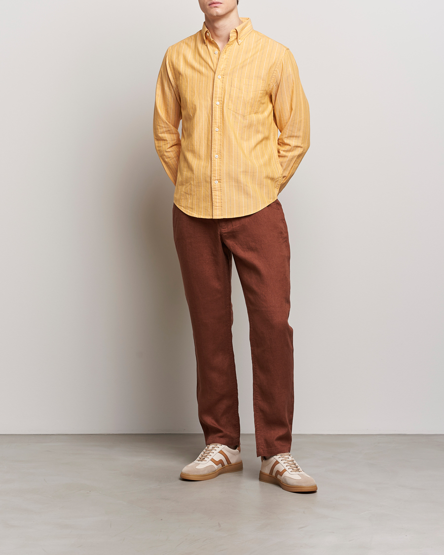 Hombres | Pantalones | GANT | Relaxed Linen Drawstring Pants Cognac Brown