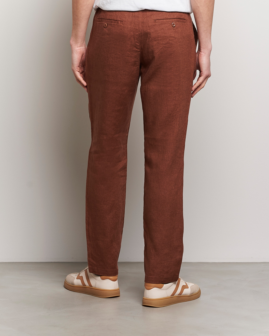 Hombres | Pantalones | GANT | Relaxed Linen Drawstring Pants Cognac Brown