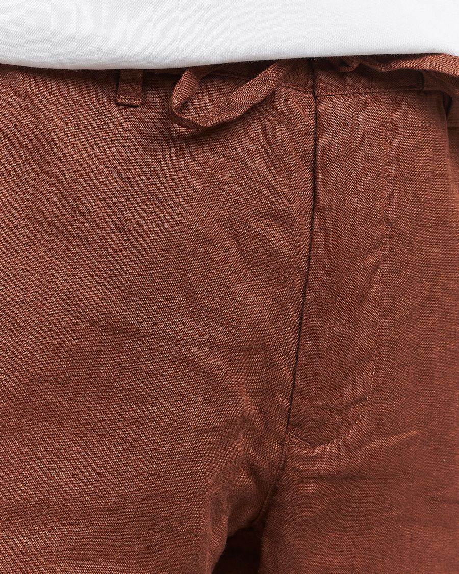 Hombres | Pantalones | GANT | Relaxed Linen Drawstring Pants Cognac Brown