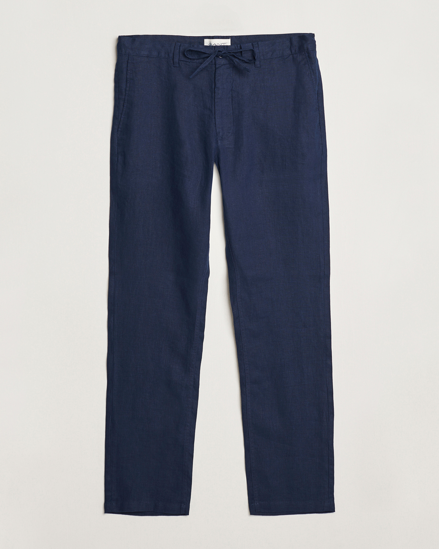 Hombres | Pantalones | GANT | Relaxed Linen Drawstring Pants Marine