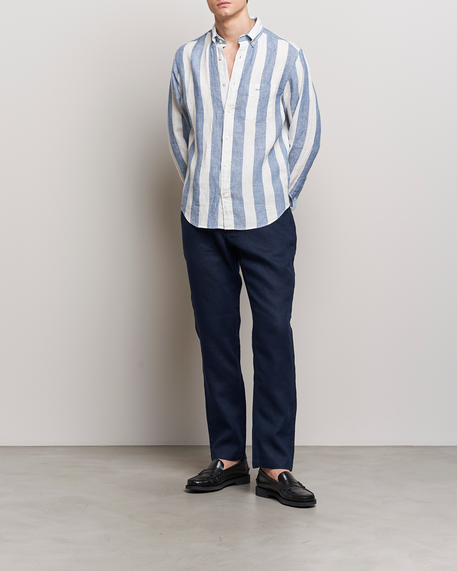 Hombres | Pantalones | GANT | Relaxed Linen Drawstring Pants Marine