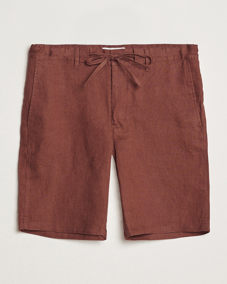 Hombres | Pantalones cortos | GANT | Relaxed Linen Drawstring Shorts Cognac Brown