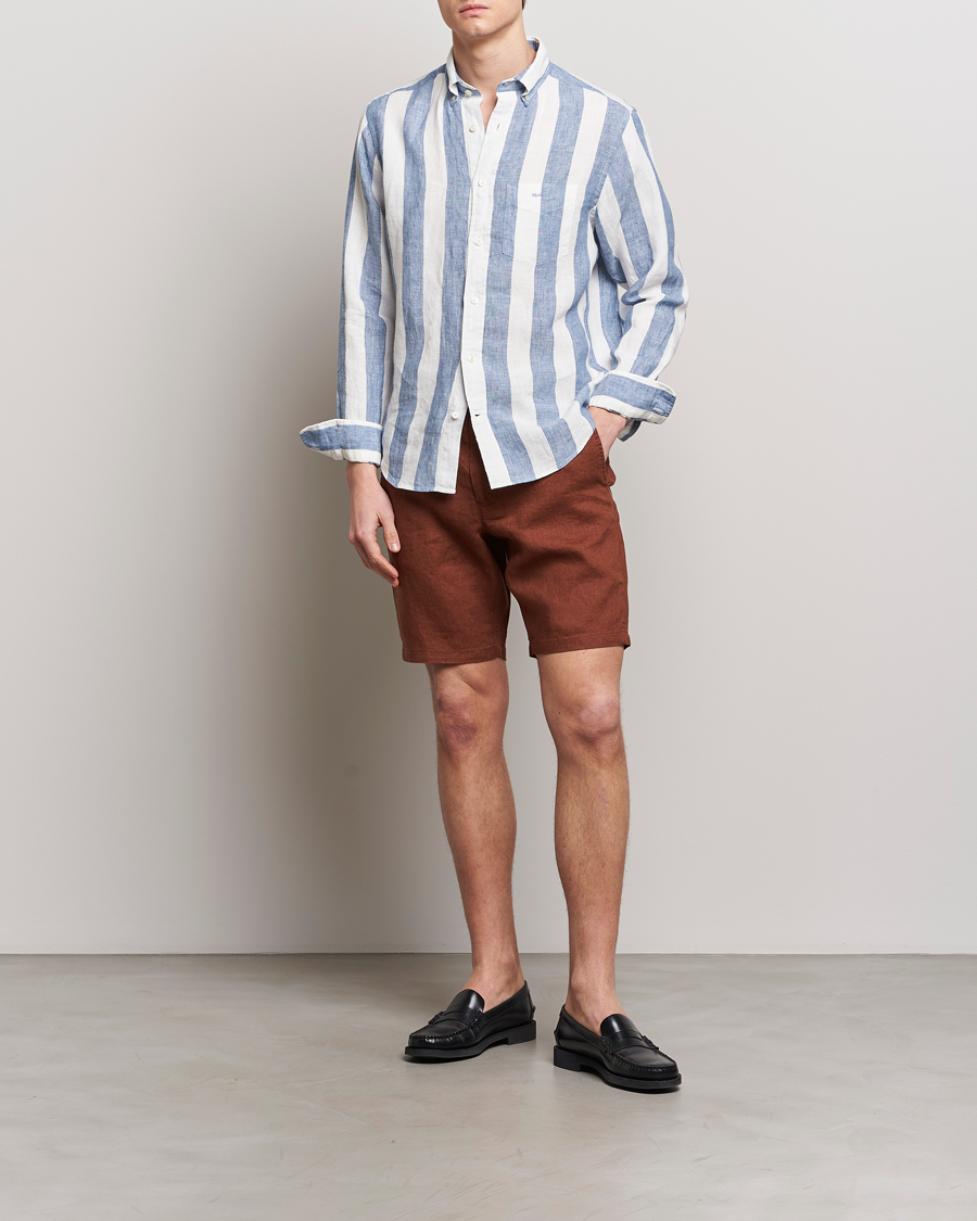 Hombres | Pantalones cortos | GANT | Relaxed Linen Drawstring Shorts Cognac Brown