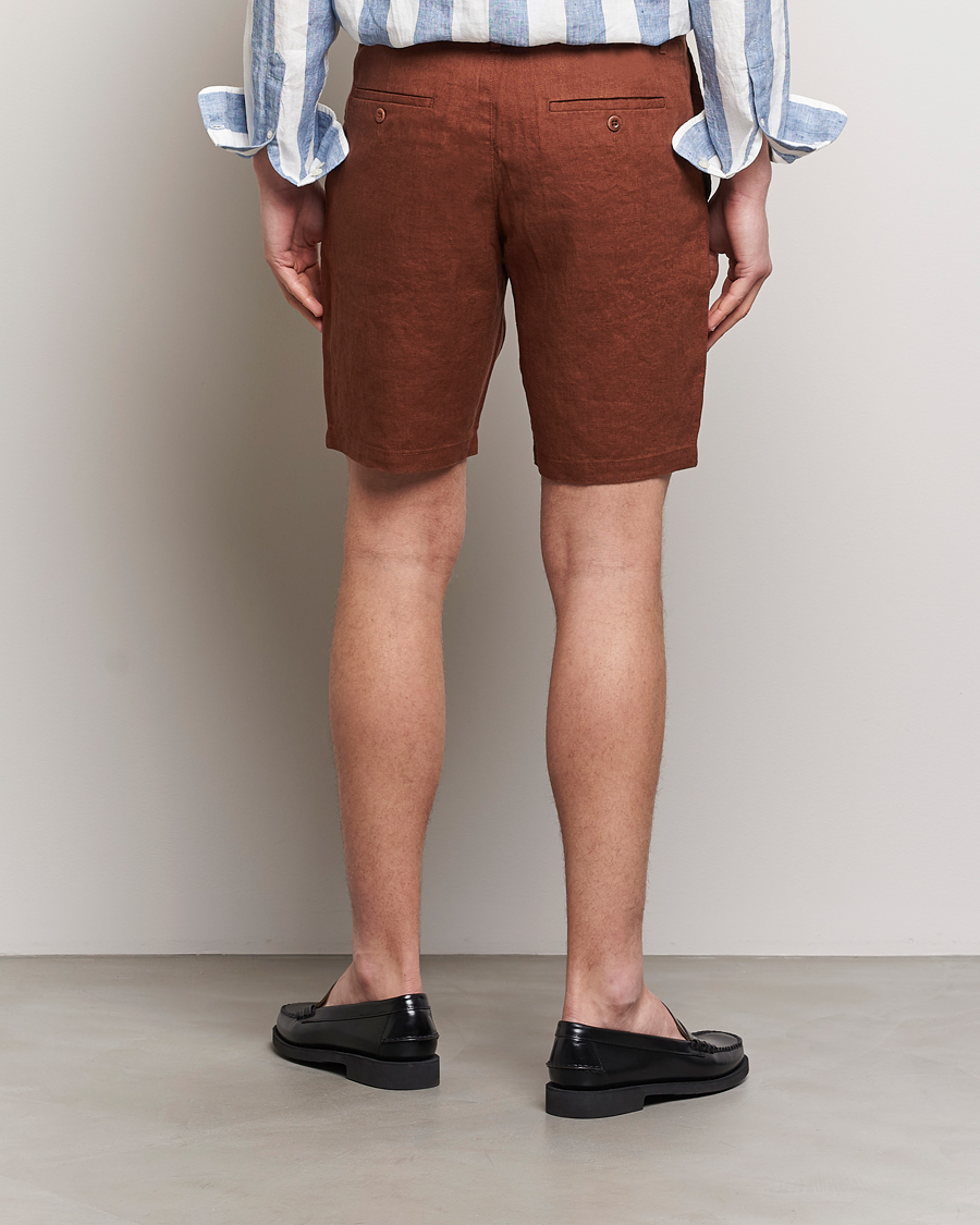 Hombres | Pantalones cortos | GANT | Relaxed Linen Drawstring Shorts Cognac Brown