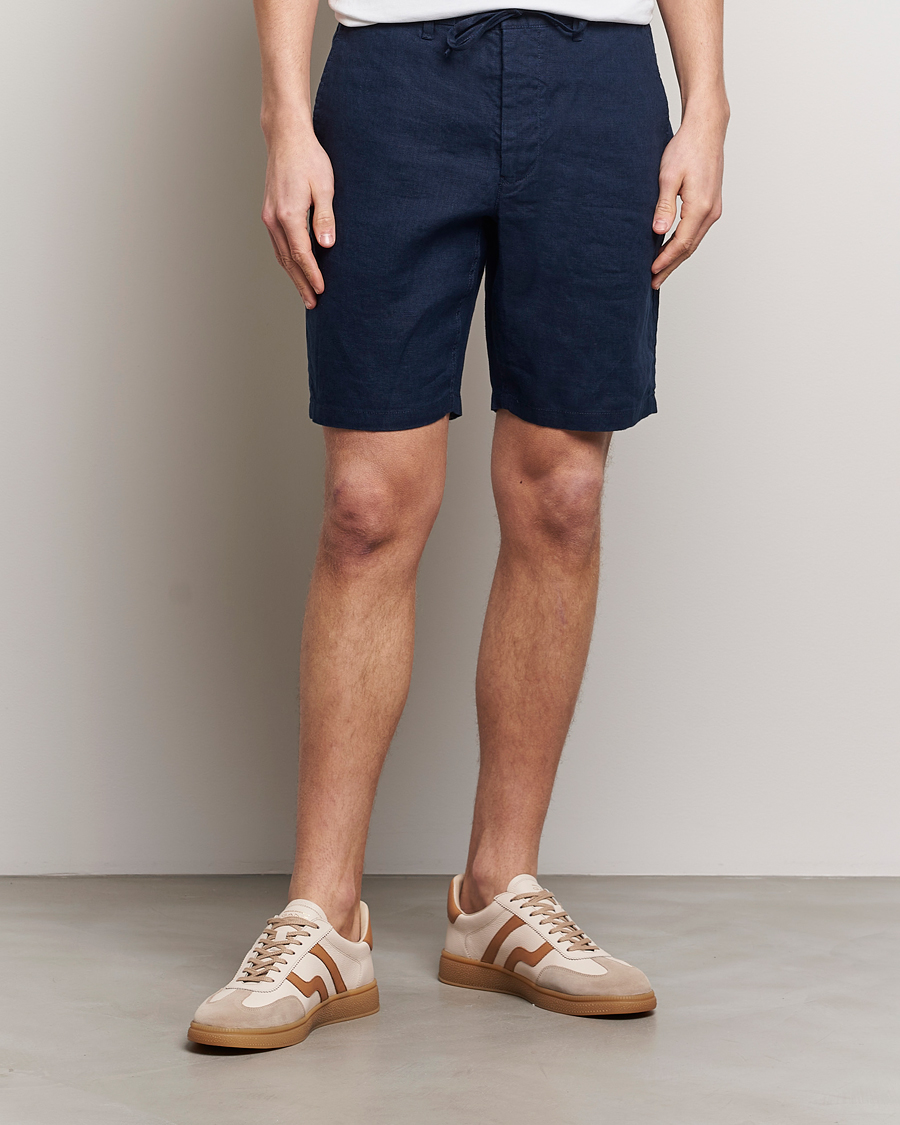 Hombres | Pantalones cortos | GANT | Relaxed Linen Drawstring Shorts Marine
