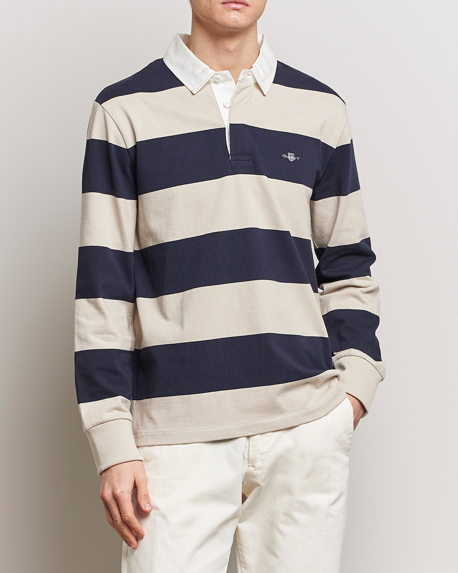 Hombres | Preppy Authentic | GANT | Barstriped Rugger Silky Beige/Navy