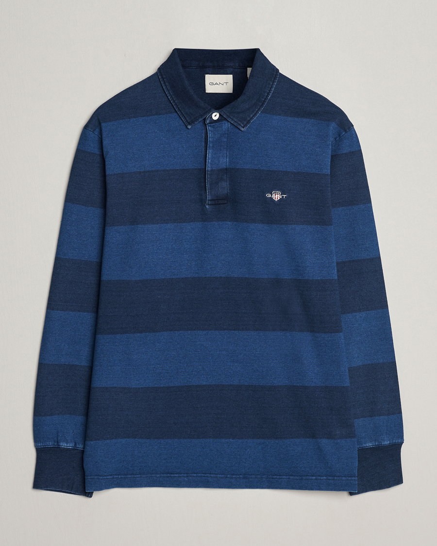 Hombres | Jerséis y prendas de punto | Gant | Barstriped Rugger Navy/Indigo