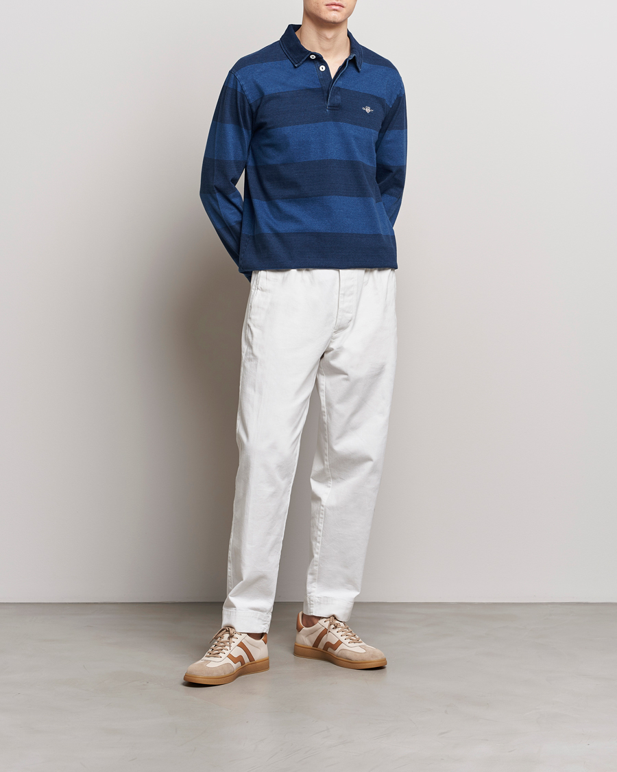Hombres | Jerséis y prendas de punto | Gant | Barstriped Rugger Navy/Indigo