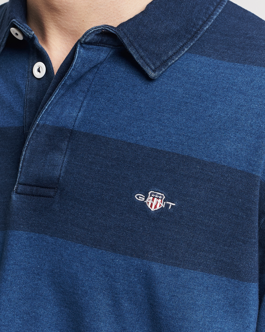 Hombres | Jerséis y prendas de punto | Gant | Barstriped Rugger Navy/Indigo