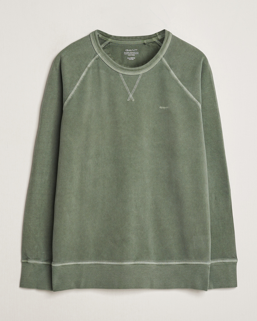 Hombres | Jerséis y prendas de punto | GANT | Sunbleached Crew Neck Sweatshirt Pine Green