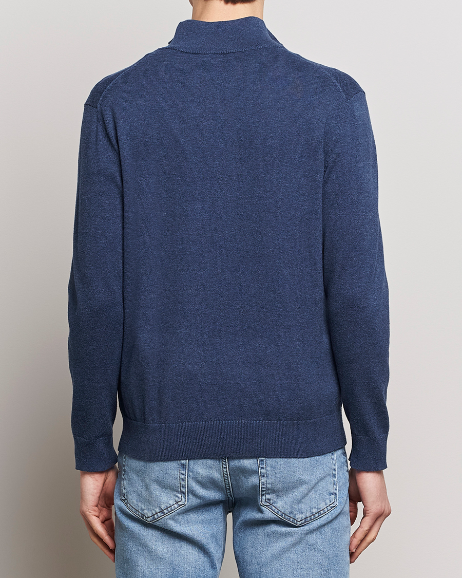 Hombres | Jerséis y prendas de punto | GANT | Classic Cotton Half Zip Dark Jeans Blue Melange