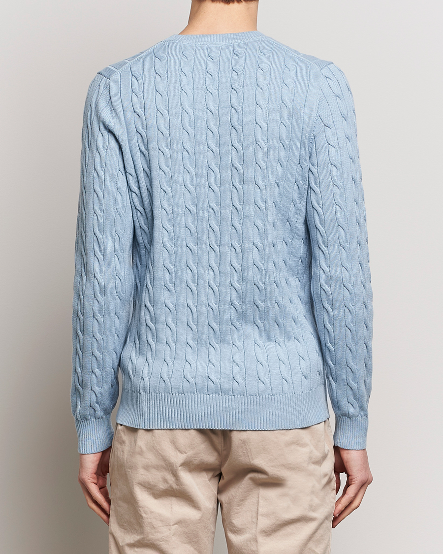 Hombres | Jerséis y prendas de punto | GANT | Cotton Cable Crew Neck Pullover Dove Blue