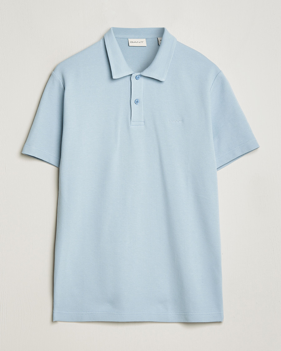 Hombres | Polos | GANT | Waffle Textured Polo Dove Blue