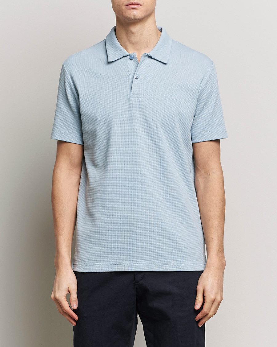 Hombres | Polos | GANT | Waffle Textured Polo Dove Blue