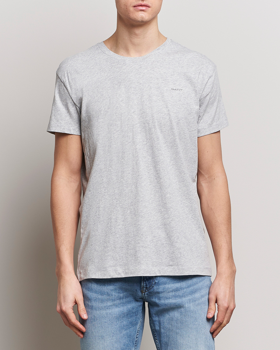 Hombres | Camisetas | GANT | 2-Pack Crew Neck T-Shirt Light Grey/Navy