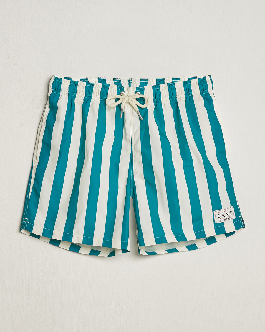 Hombres | Bañadores | GANT | Blockstriped Swimshorts Ocean Turquoise