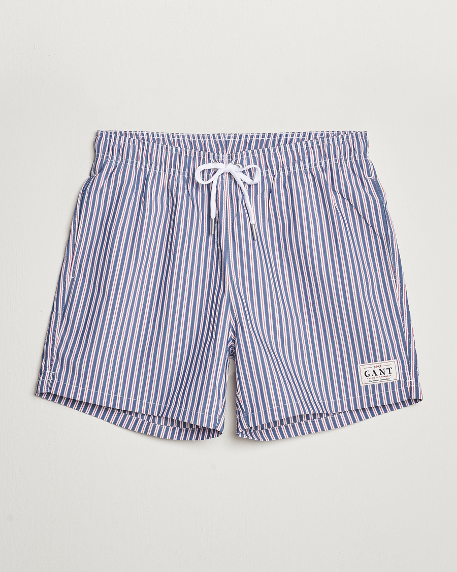 Hombres | Bañadores | Gant | Striped Seersucker Swimshorts Deep Blue
