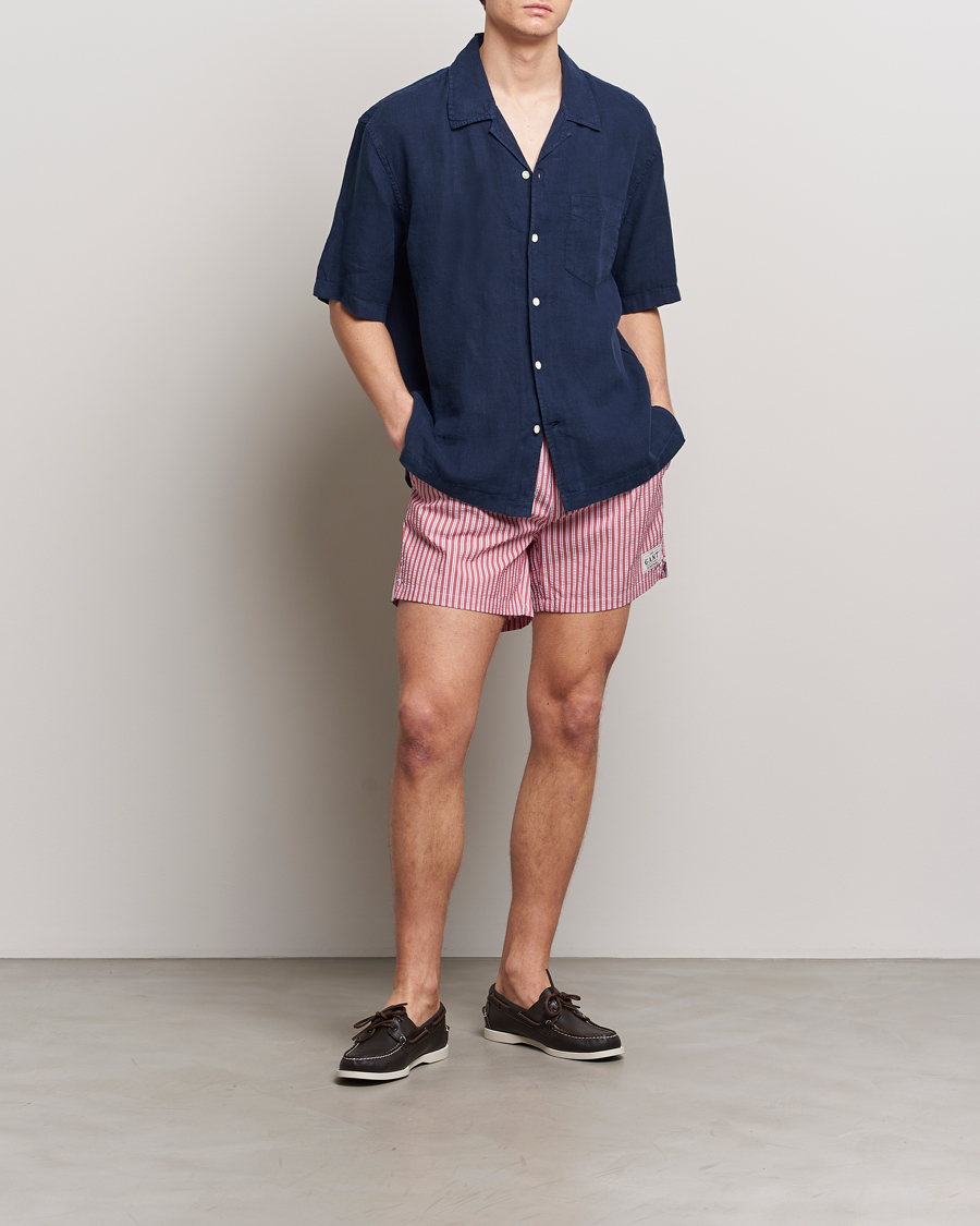 Hombres | Bañadores | Gant | Striped Seersucker Swimshorts Bright Red