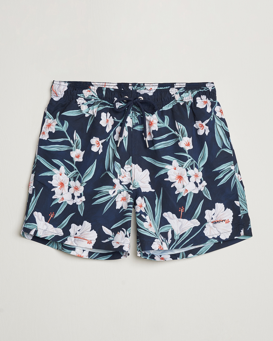 Hombres | Bañadores | Gant | Printed Flower Swimshorts Evening Blue