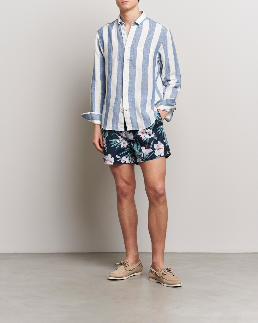 Hombres | Bañadores | Gant | Printed Flower Swimshorts Evening Blue