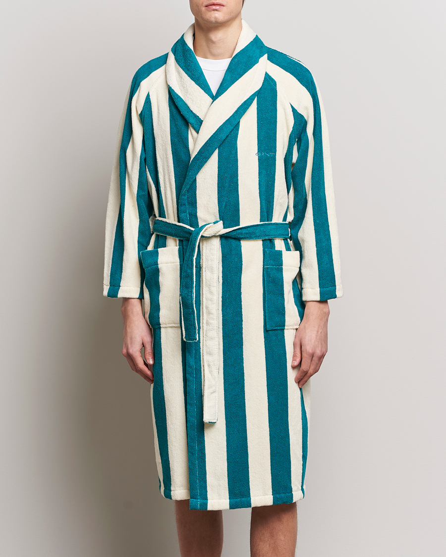 Hombres | Pijamas y batas | GANT | Striped Robe Ocean Turquoise/White