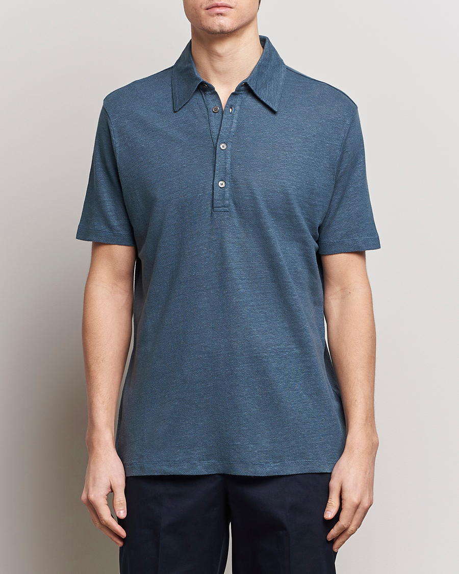 Hombres | Camisas polo de manga corta | Paul Smith | Linen Polo Blue