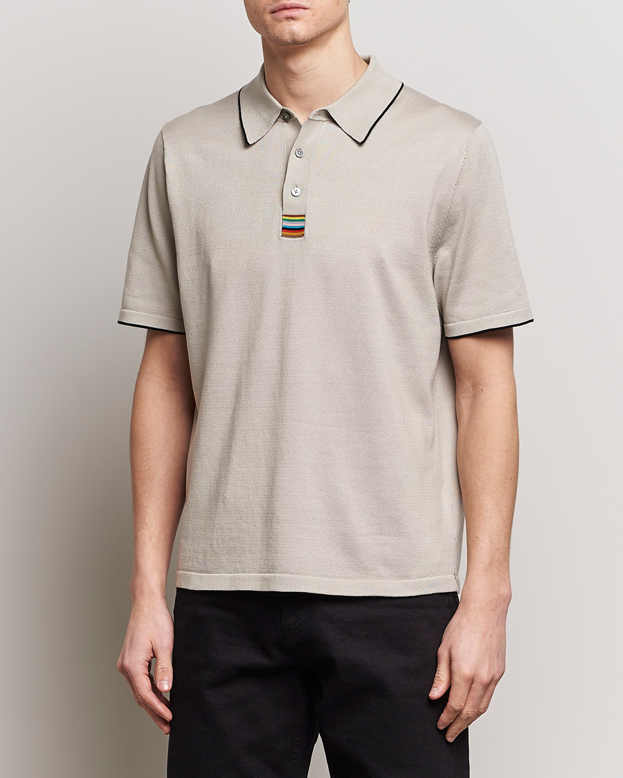 Hombres | Polos | Paul Smith | Knitted Cotton Polo Greige