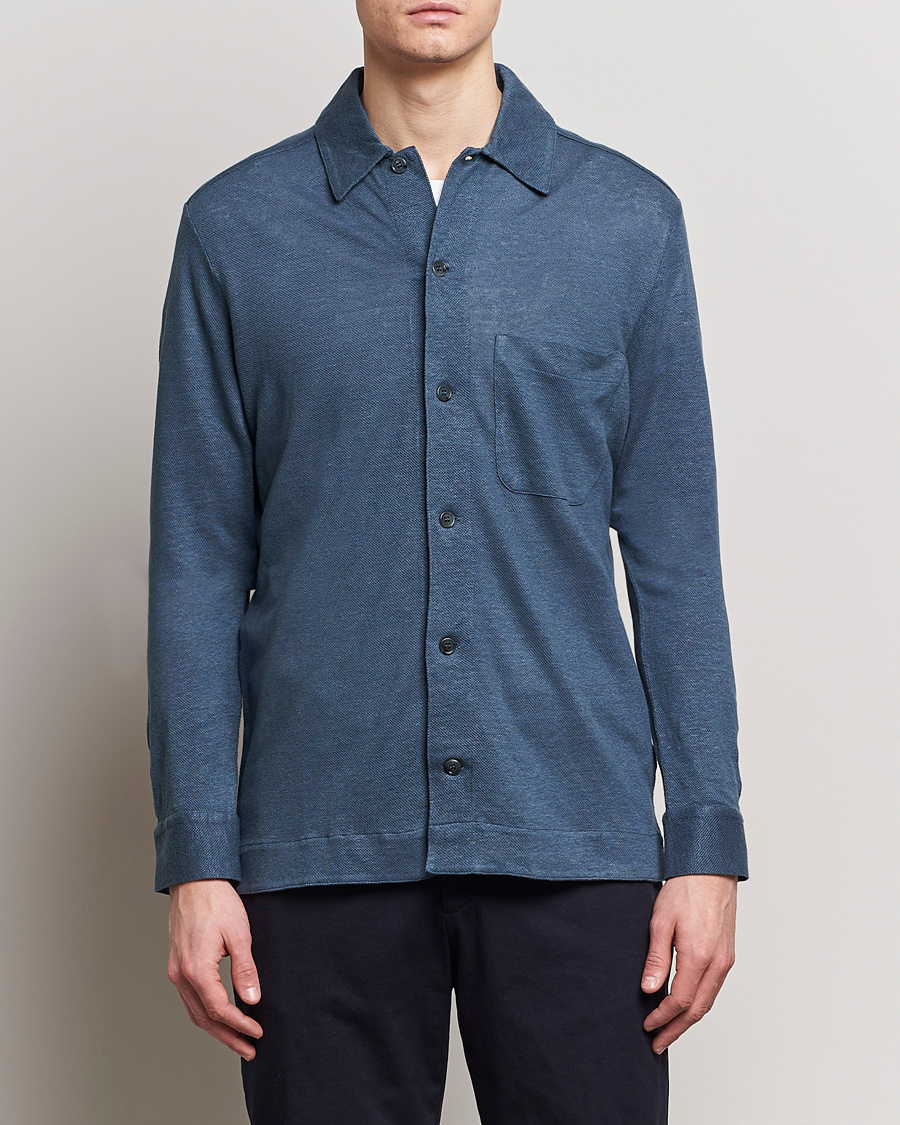 Hombres | Camisas de lino | Paul Smith | Linen Jersey Shirt Blue