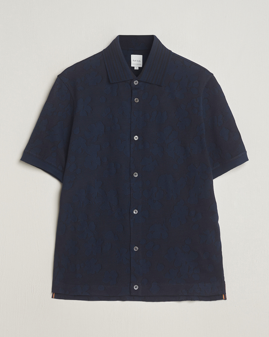 Hombres | Camisas | Paul Smith | Floral Jacquard Short Sleeve Shirt Navy