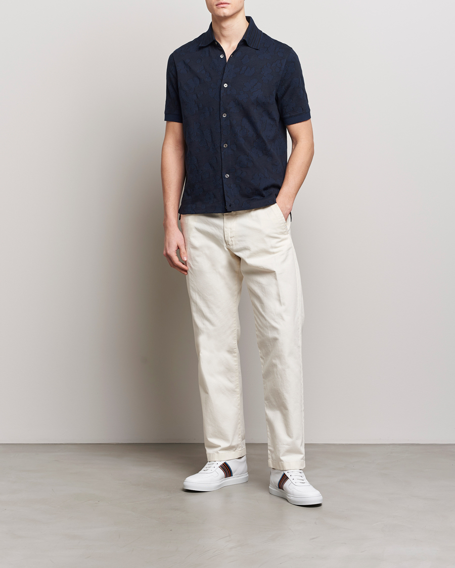Hombres | Camisas | Paul Smith | Floral Jacquard Short Sleeve Shirt Navy