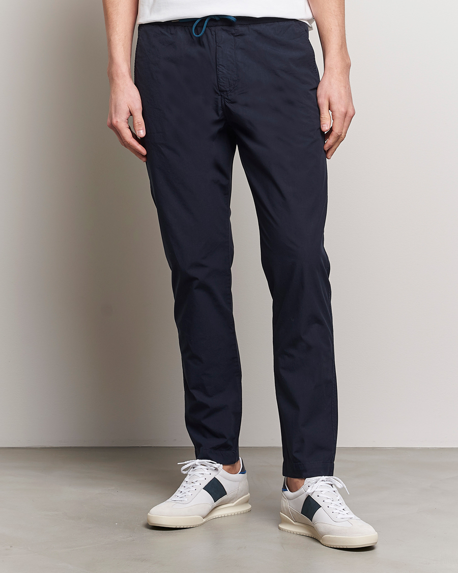 Hombres | Pantalones con cordón | PS Paul Smith | Cotton Drawstring Trousers Navy
