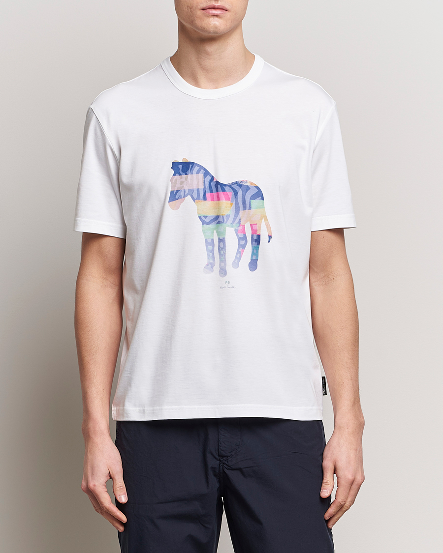 Hombres | Camisetas | PS Paul Smith | Organic Cotton Zebra Crew Neck T-Shirt White