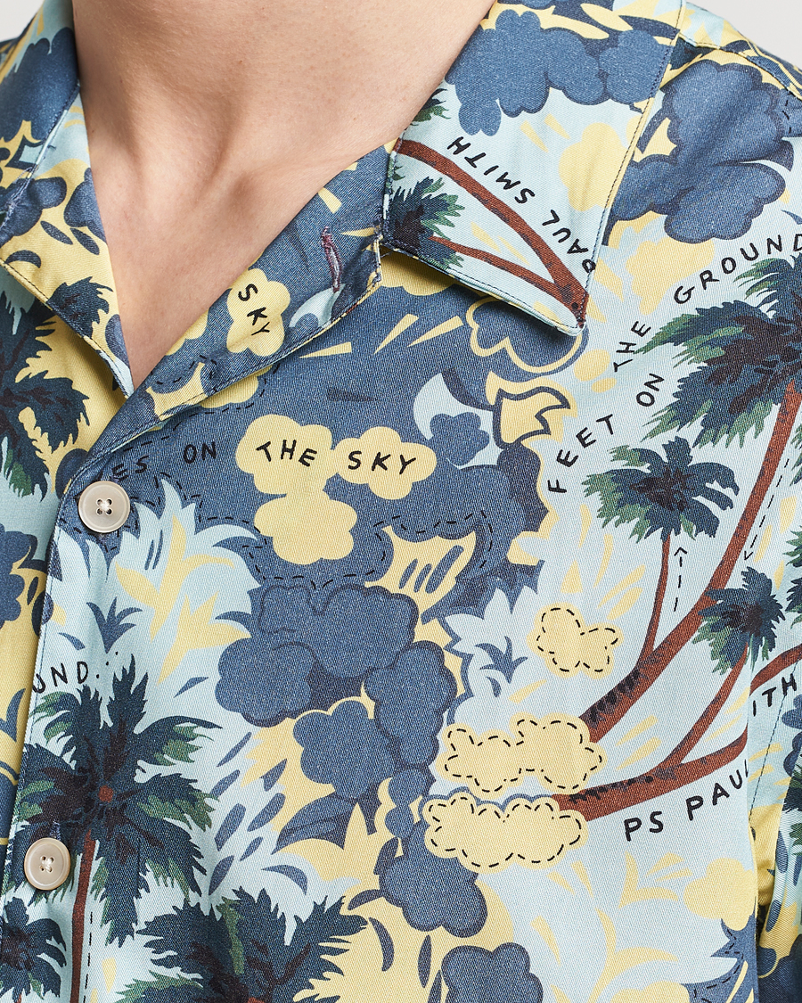 Hombres | Camisas | PS Paul Smith | Prined Flower Resort Short Sleeve Shirt Blue