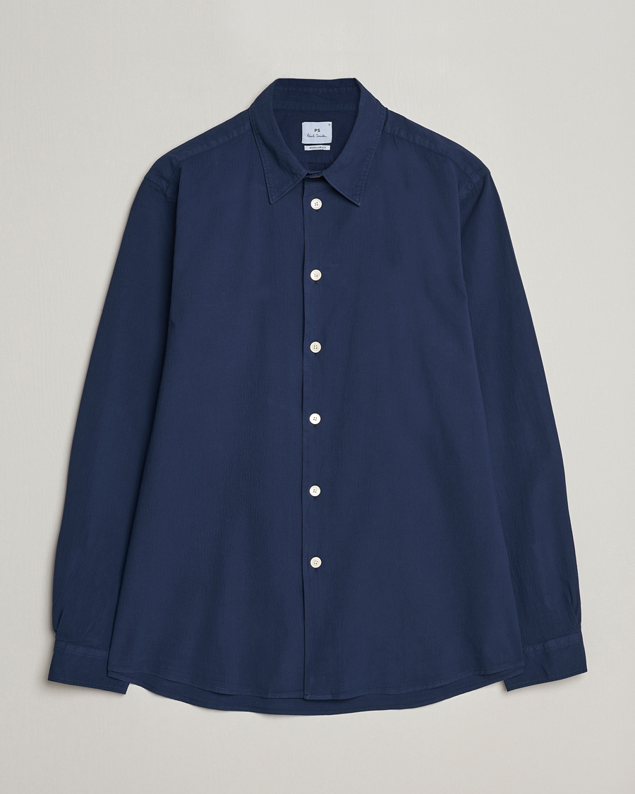Hombres | Camisas | PS Paul Smith | Regular Fit Seersucker Shirt Navy