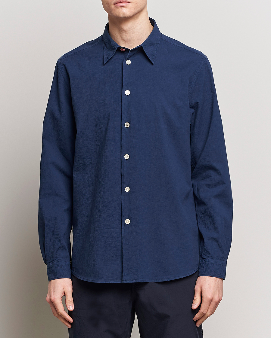 Hombres | Camisas | PS Paul Smith | Regular Fit Seersucker Shirt Navy