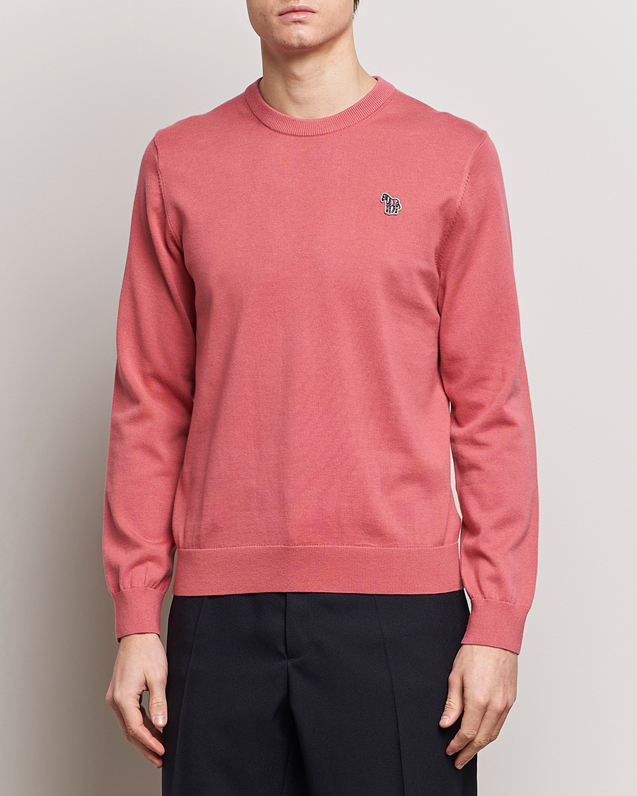 Hombres | Jerséis y prendas de punto | PS Paul Smith | Zebra Cotton Knitted Sweater Faded Pink