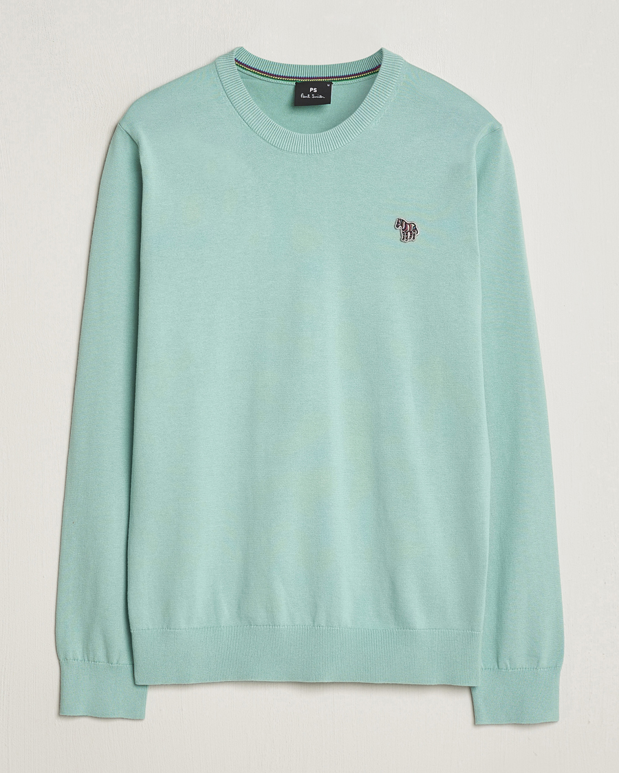 Hombres | Jerséis y prendas de punto | PS Paul Smith | Zebra Cotton Knitted Sweater Mint Green