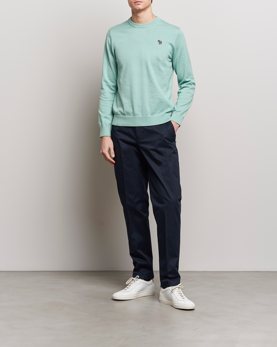 Hombres | Jerséis y prendas de punto | PS Paul Smith | Zebra Cotton Knitted Sweater Mint Green