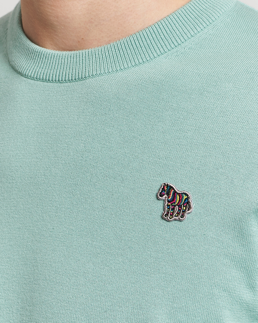 Hombres | Jerséis y prendas de punto | PS Paul Smith | Zebra Cotton Knitted Sweater Mint Green