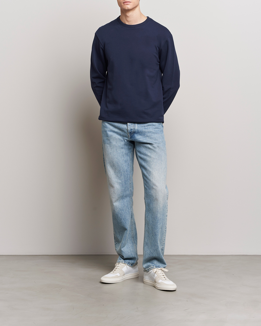 Hombres | Jerséis y prendas de punto | Bread & Boxers | Loungewear Crew Neck Sweatshirt Navy Blue