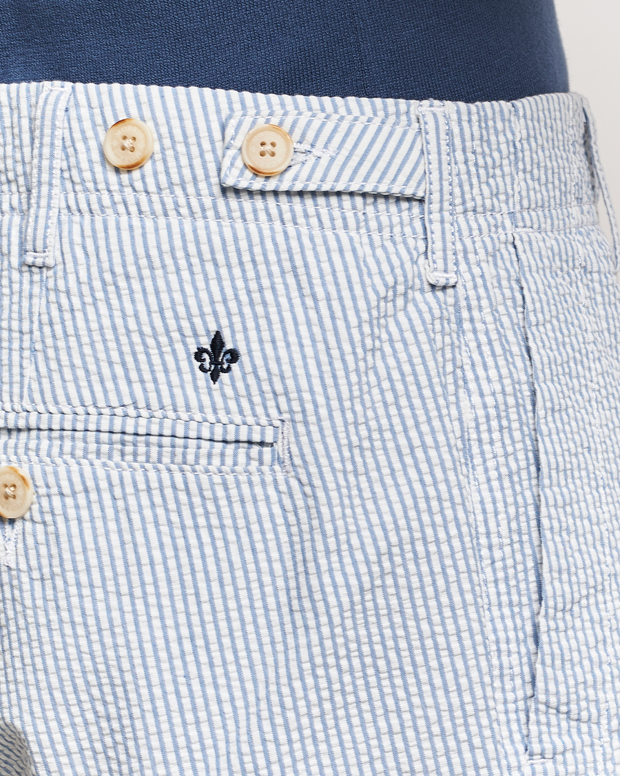 Hombres | Pantalones | Morris | Seersucker Summer Slacks Light Blue