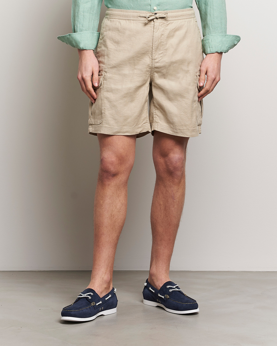 Hombres | Pantalones cortos cargo | Morris | Cargo Linen Shorts Khaki
