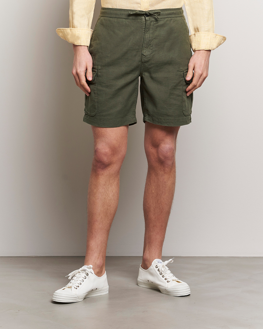 Hombres | Pantalones cortos cargo | Morris | Cargo Linen Shorts Olive