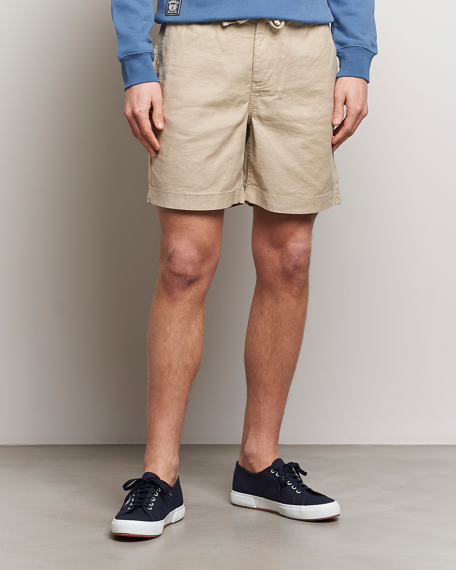 Hombres | Pantalones cortos de lino | Morris | Fenix Linen Shorts Khaki