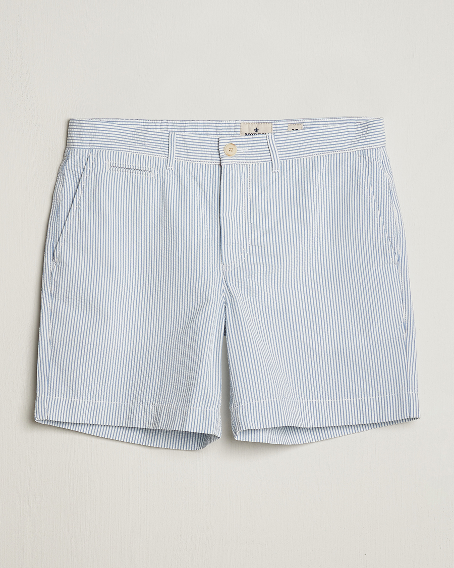 Hombres | Pantalones cortos | Morris | Seersucker Summer Shorts Light Blue