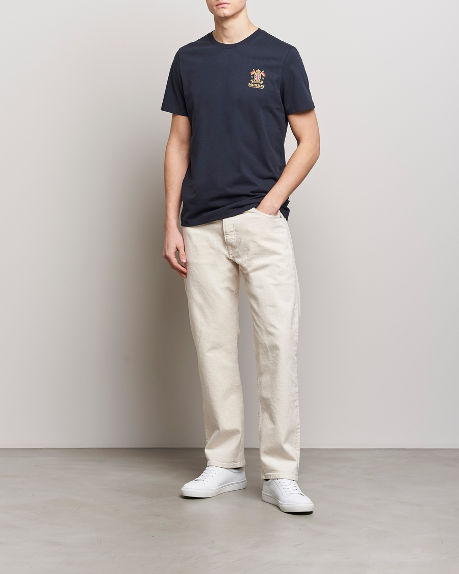 Hombres | Camisetas | Morris | Crew Neck Cotton T-Shirt Old Blue