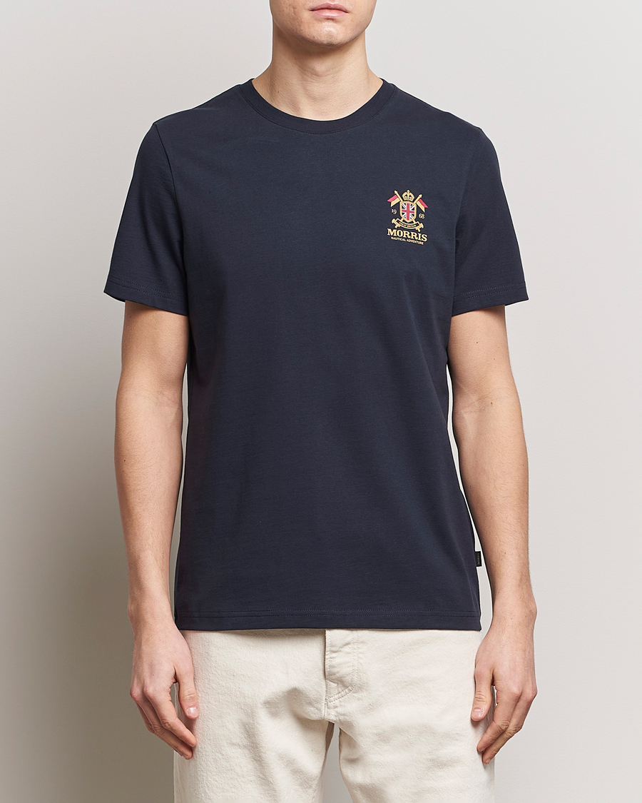 Hombres | Camisetas | Morris | Crew Neck Cotton T-Shirt Old Blue