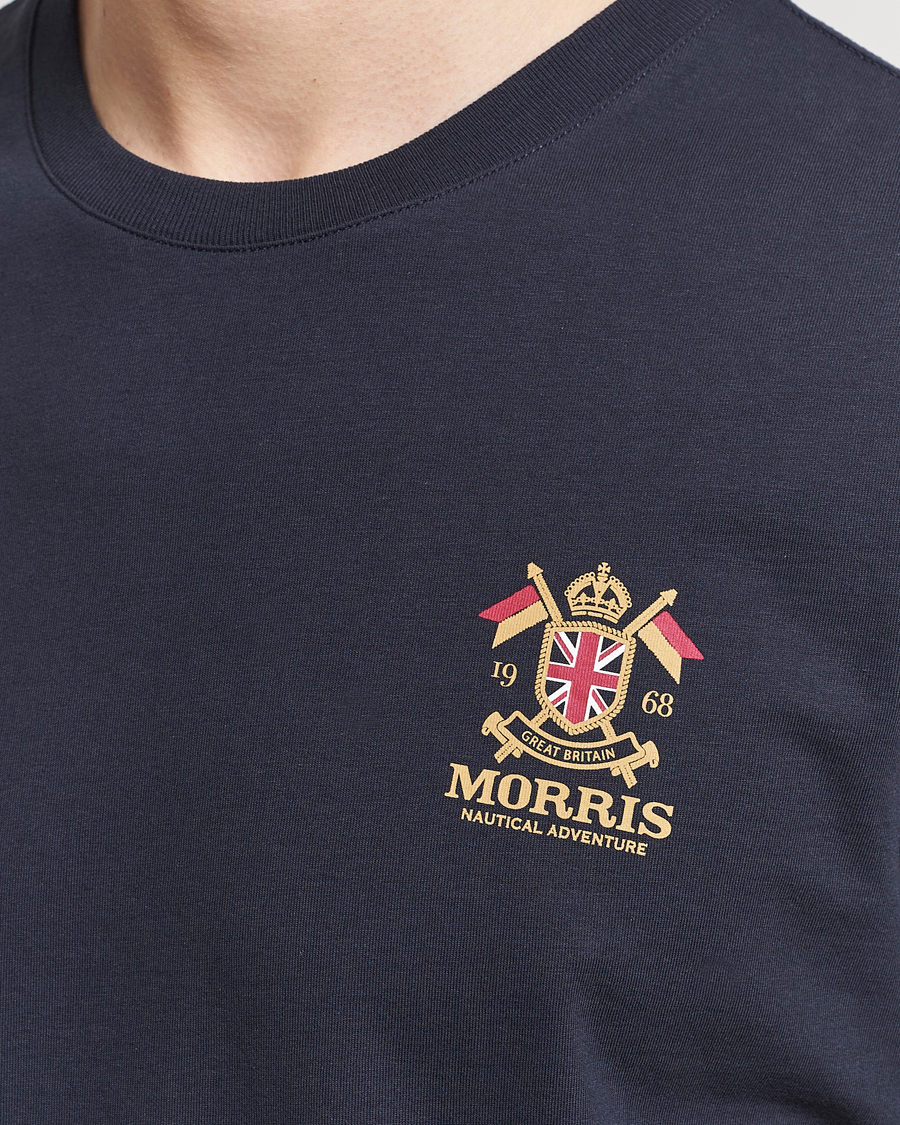 Hombres | Camisetas | Morris | Crew Neck Cotton T-Shirt Old Blue