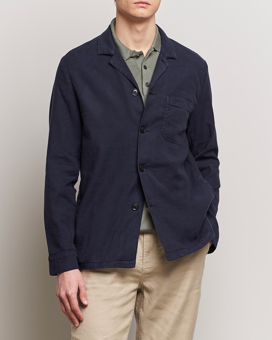 Hombres | Chaquetas de primavera | Morris | Linen Shirt Jacket Navy